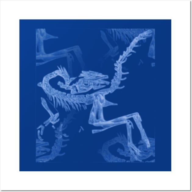 Dinosaur Fossil Blue Cyanotype Wall Art by RaizePeace